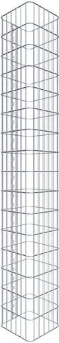 Gabiona Gabionensäule eckig in Silber, H: 160 cm, B: 32 cm, T: 32 cm, Maschenweite 5 x 10 cm - Bild 1