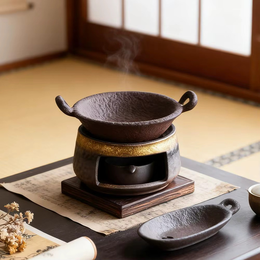 KITPIPI Keramik-Kräuterbrenner in Braun, runder Aromatherapie-Herd für Sandelholz, Tee und ätherische Öle mit Tealight-Halterung im orientalischen Design - Bild 2