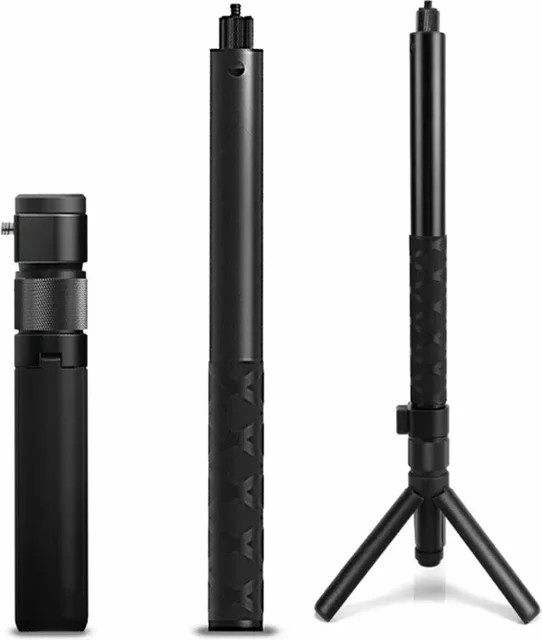 Vamson Unsichtbarer Selfie Stick mit rotierender Kugel als Handheld Stativ für Insta360 X3, One X2, One RS und GoPro in Schwarz - Bild 1