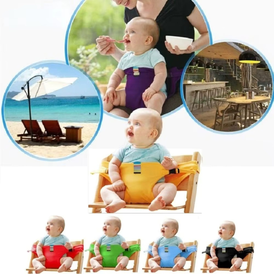 Tragbarer Baby-Esszimmerstuhl mit Sicherheitsgurt und waschbarem Sitzbezug in Rot - Bild 4