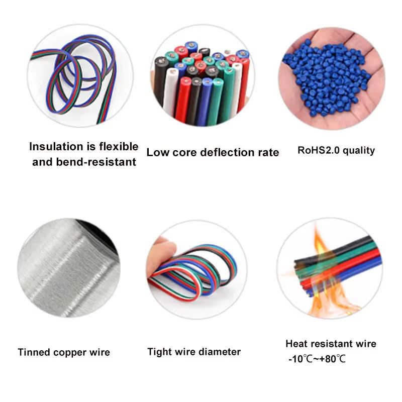 Bytebattle RGB-Verlängerungskabel mit Spule für 5050 und 3528 LED-Streifen, 2- bis 4-polig in 20AWG und 22AWG mit 6 Anschlüssen - Bild 3