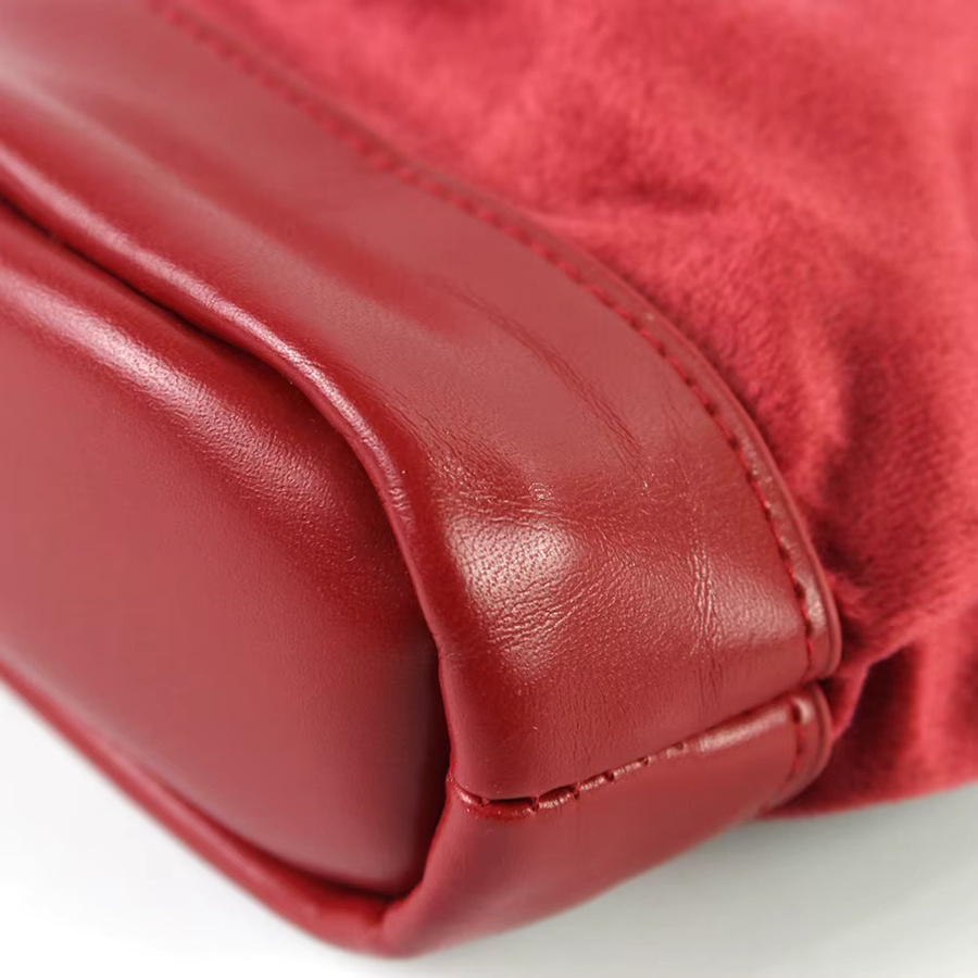 Dormia Würfeltasche, Rote Würfeltasche mit PU-Leder + Samt-Spleißdesign, Beutel mit Kordelzug - Bild 3