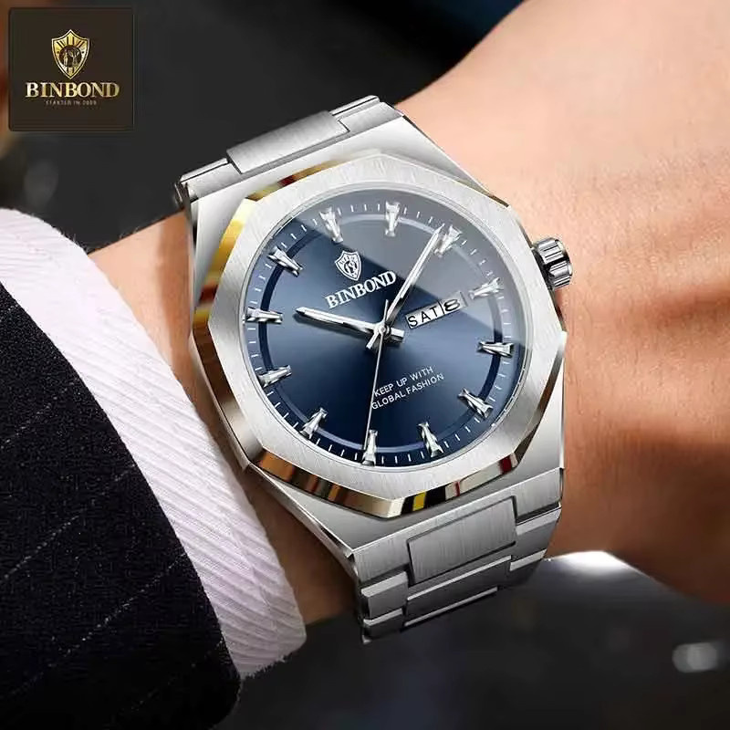 BINBOND Armbanduhr Quarz, Edelstahl, Blau, Herren - Bild 4
