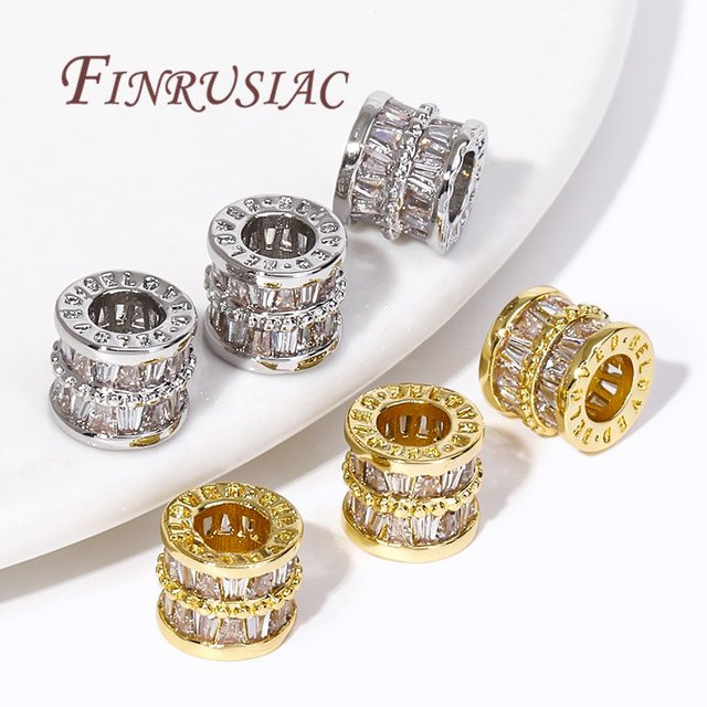 FINRUSIAC Abstandsperle, 18K vergoldet, Zirkon-Kristallperlen, Unisex - Bild 1