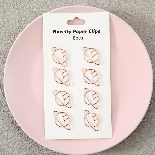 NATAWA Metall Papierclips Set mit Sternen und Planeten Motiven in Gold, 8 Stück - Bild 1