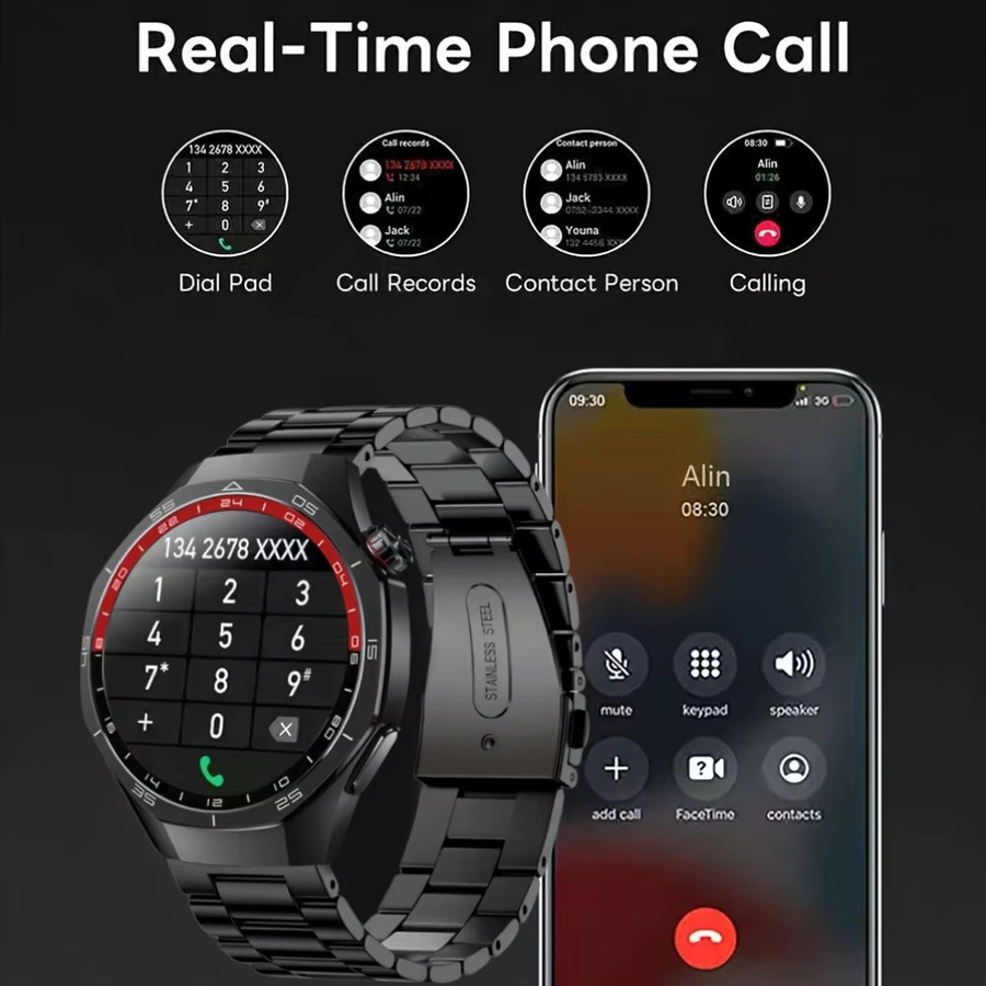 LAXASFIT Smartwatch mit Bluetooth-Anruffunktion, Fitness-Tracking und Gesundheitsüberwachung in Schwarz - Bild 2