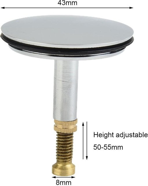 Verchromter Badewannenstöpsel aus Messing in Silber, Durchmesser: 43 mm - Bild 1