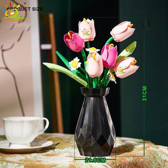 Wucifang Bags Schwarz Weiß Rose Tulpe MOC Blume, Bausteine, ab 6 Jahren - Bild 1