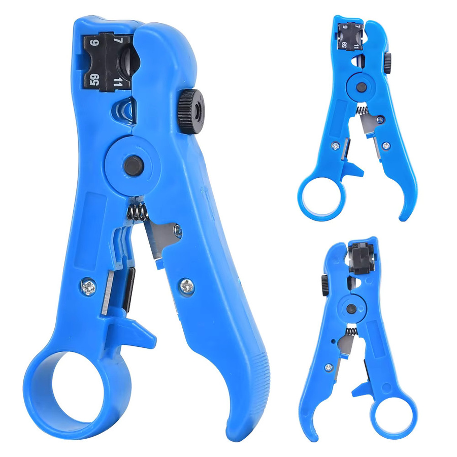 Multifunktions-Abisolierzange agiiman für RG59 RG6 RG11 RG7 Koaxialkabel, Rundkabel und Flachkabel, Blau - Bild 3