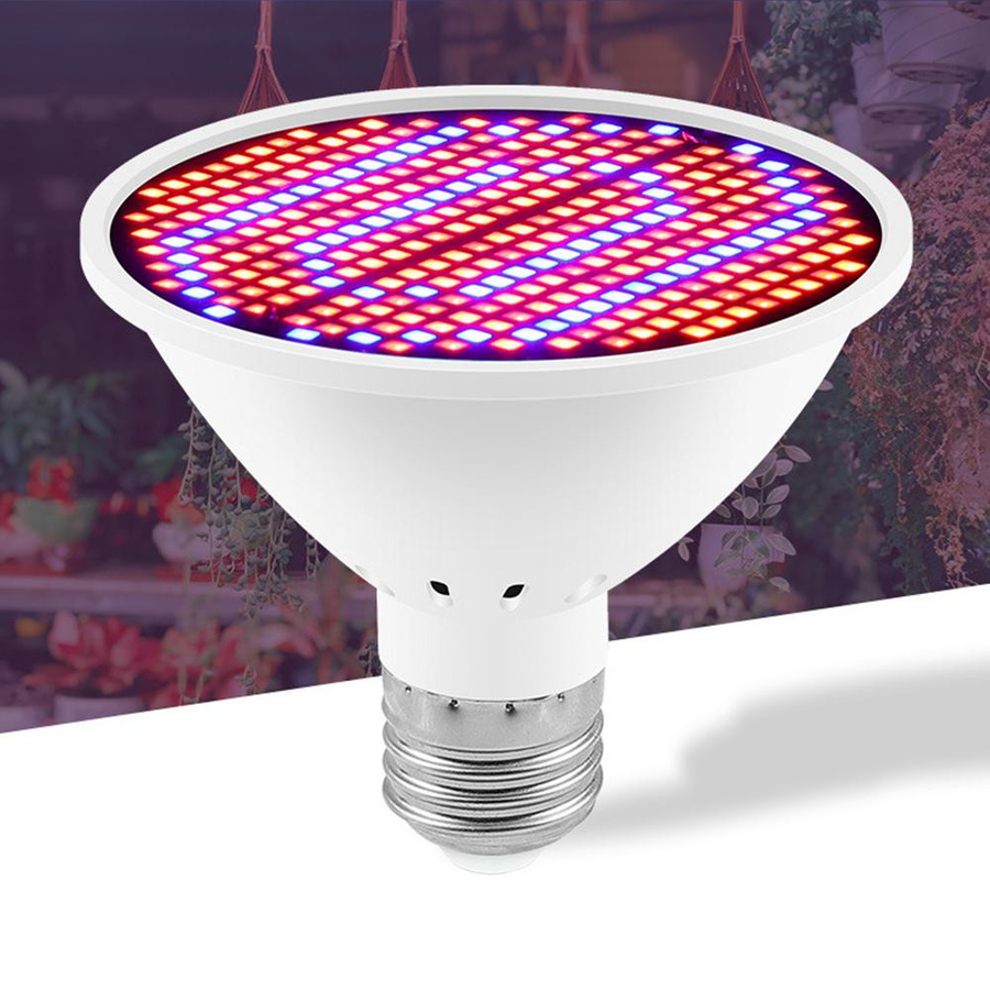 TOMTOP JMS LED-Wachstumsglühbirne mit 300 LEDs und E27-Sockel für Zimmerpflanzen, Blumen und Gewächshäuser im rot-blau-weißen Spektrum - Bild 2