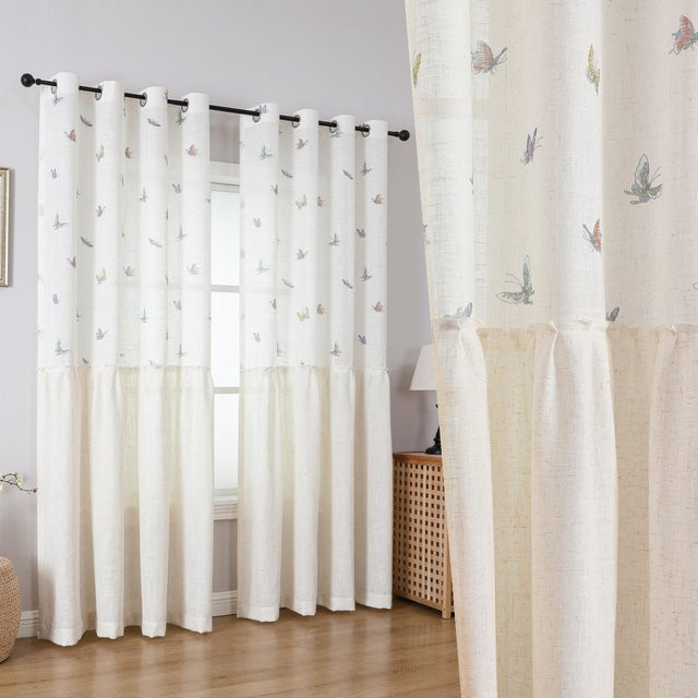 CENTURyMiG Rockvorhang im Vintage-Stil aus Baumwolle und Leinen mit buntem Schmetterlingsdruck in Weiß und Multicolour - Bild 1