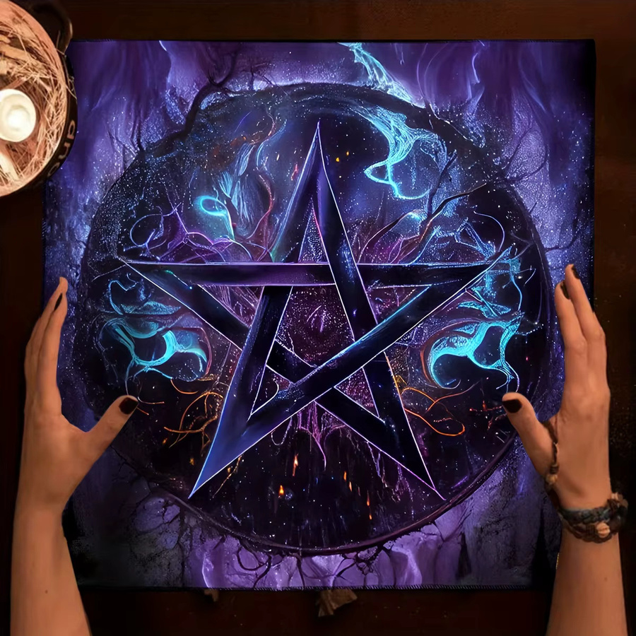 VIKAMA Tarot-Tischdecke mit Sternmuster in Lila, quadratisch, B/B/H: 75 x 75 x 1 cm - Bild 1