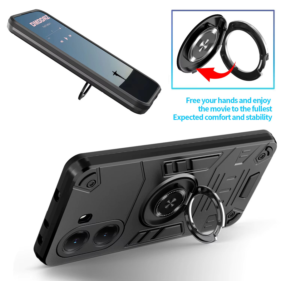 Stoßfeste Schutzhülle mit Ring-Ständer für Xiaomi Poco X7 Pro, C75, C71, F7 und X7 5G in Schwarz - Bild 3