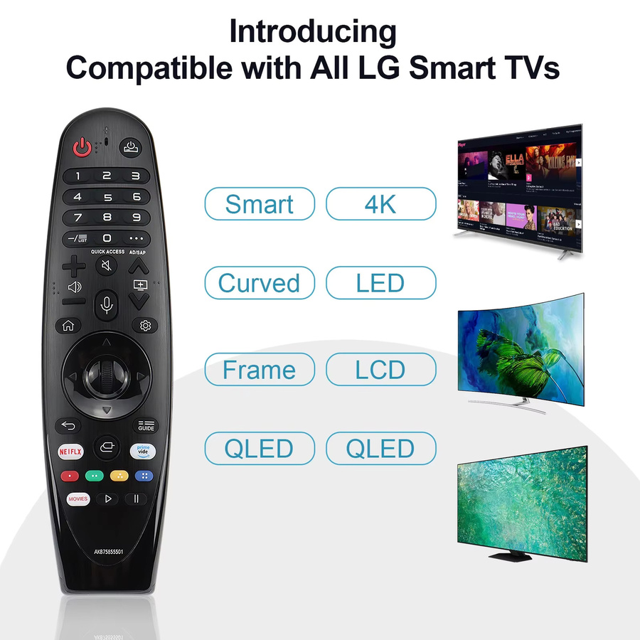 LG Ersatz-Fernbedienung für Smart TV UHD OLED QNED mit Sprachsteuerung und Netflix-Hotkey in Schwarz - Bild 3
