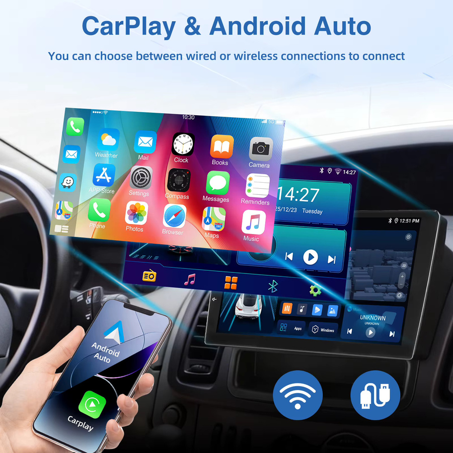 MOPECT Android 15 Radio-Stereo-Player mit CarPlay und Bluetooth für Renault Trafic 2, Opel Vivaro A und Nissan Primastar 2006-2014, Schwarz - Bild 3