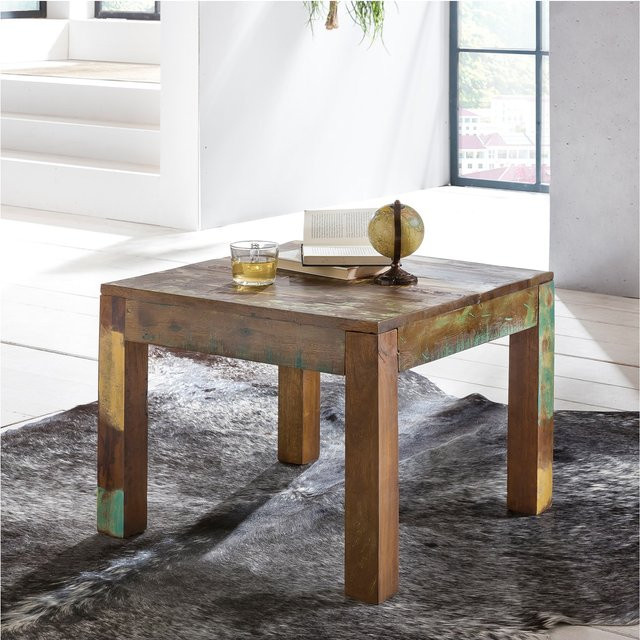 FineBuy Couchtisch KALKUTTA Massivholz Beistelltisch im Shabby-Chic, braun, B/T/H: 60 x 47 x 60 cm - Bild 1