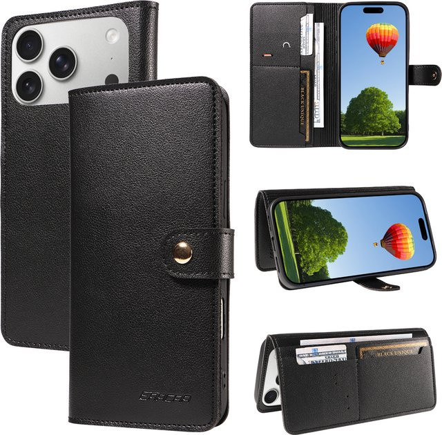 Handyhülle Wallet Cover aus TPU und Leder für Samsung Galaxy A56 A36 A26 A16 A06 A54 A32 A25 A23 A22 A21S A15 A14 A13 A12 in Blau oder Schwarz - Bild 1