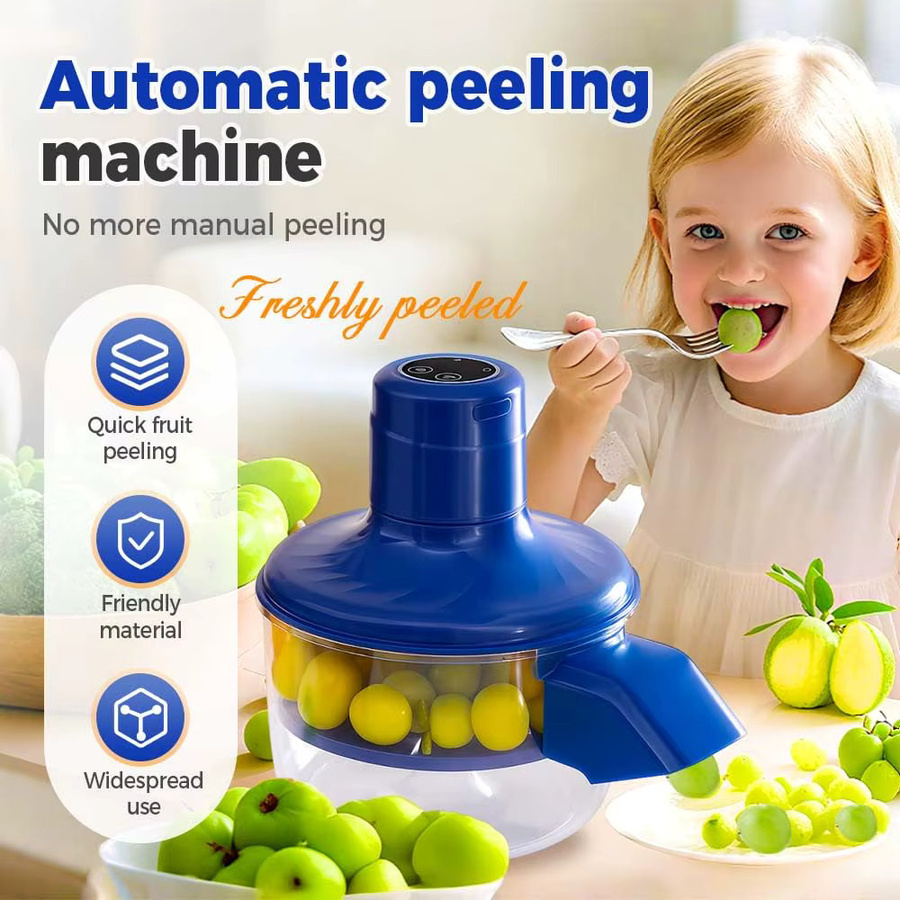 Elektrischer Obstschäler von CREAROMA in Blau, wiederaufladbare tragbare Schälmaschine für Trauben, Tomaten und Knoblauch aus Kunststoff - Bild 3
