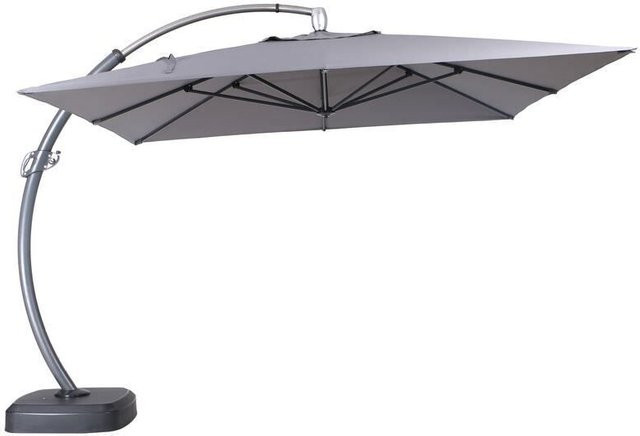 OUTFLEXX Luxus Ampelschirm in Anthrazit aus Edelstahl und Aluminium mit Schirmständer und Schutzhülle, B/T/H: 350 x 350 cm - Bild 1