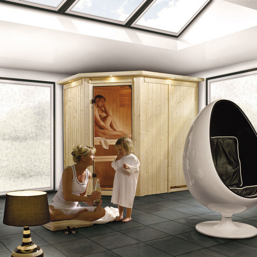 Karibu Sauna Wenden für 3 Personen aus Fichte in Beige, H x B x T: 210 x 202 x 165 cm - Bild 3