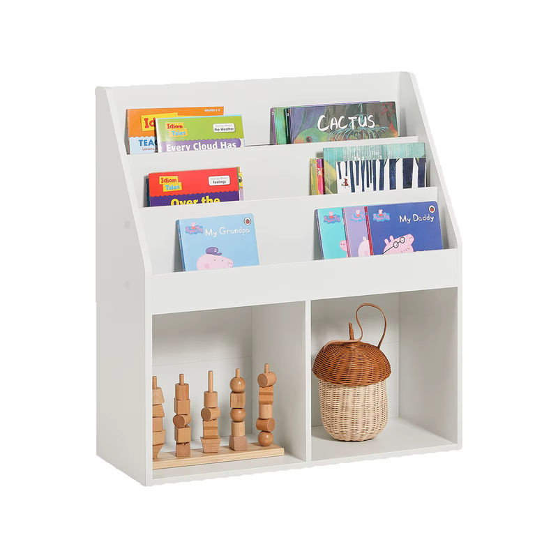 SoBuy Kinderregal aus Holz mit 4 Fächern in Weiß und Natur, B/T/H: 72 x 29,6 x 79,6 cm - Bild 5