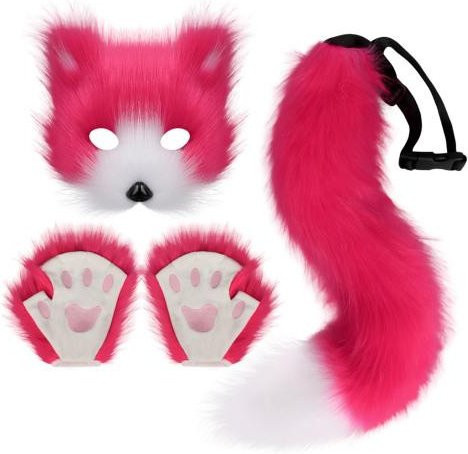 bosaidong Furry Therian Kostümset, Plüsch / Textil, Mädchen, Frauen, rosa rot - Bild 1