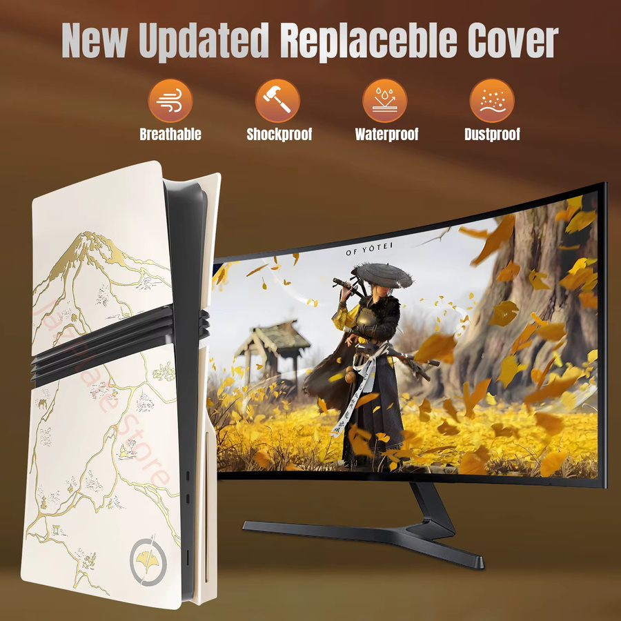 JazPlate Ghost Cover Plates Ersatzgehäuseplatten in Weiß für PlayStation 5 Pro Disc Edition kompatibel mit dem neuen Yotei Modell - Bild 4