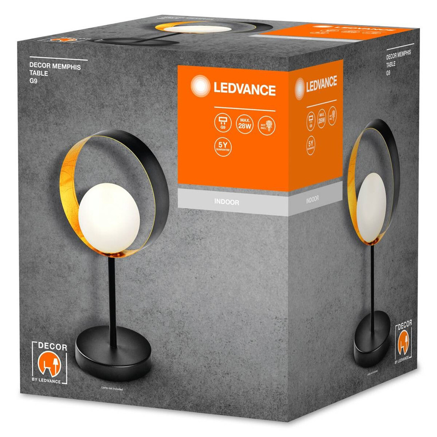 LEDVANCE Tischleuchte Memphis in Schwarz-Gold aus Metall und Glas, B/H/T: 13 x 36,5 x 18 cm, G9 Fassung - Bild 3