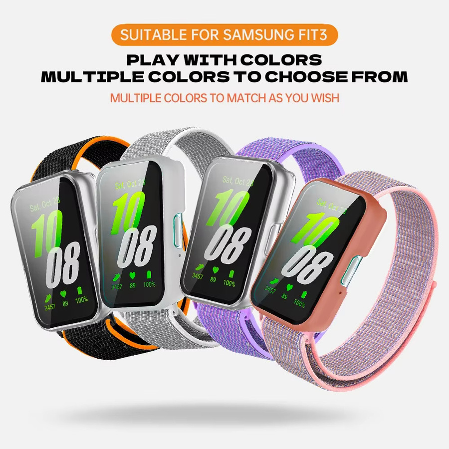 OAKCHARM Uhrenzubehör, Schutzhülle aus TPU + Band für Samsung Galaxy Fit 3, Nylon-Schlaufenband, Unisex - Bild 4