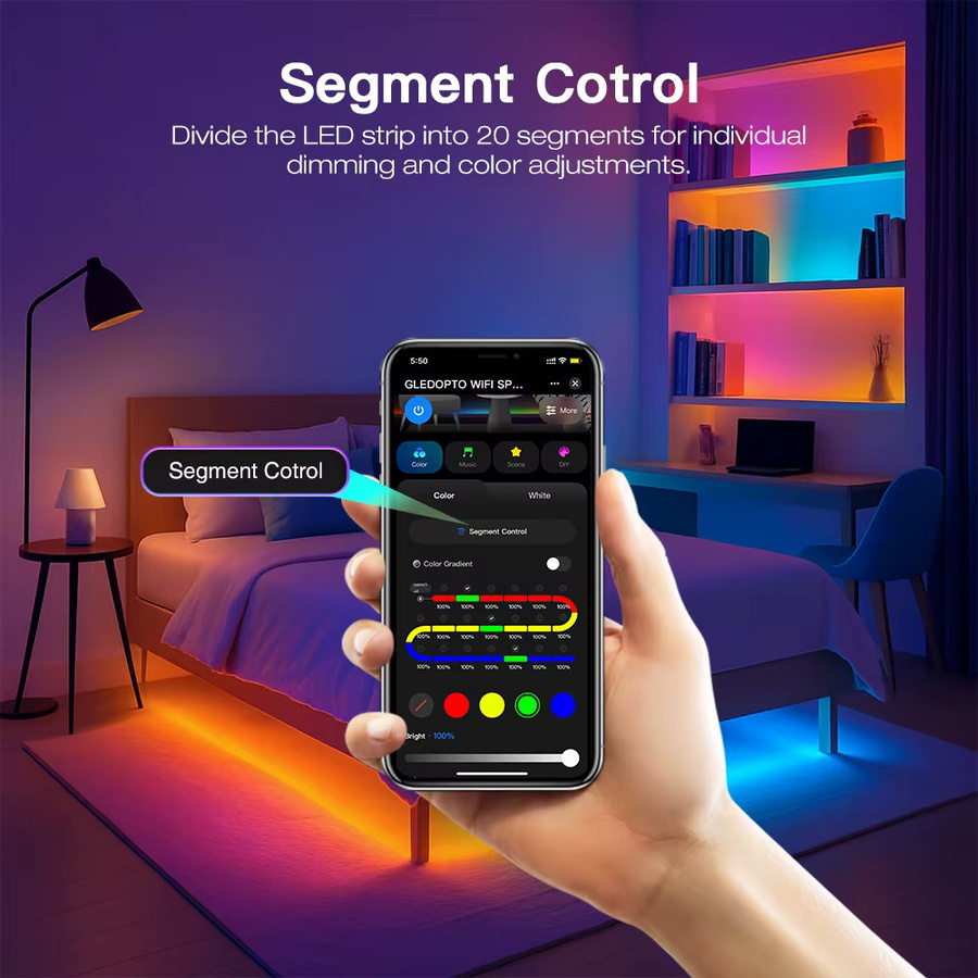 GLEDOPTO LED Pixel Streifen Licht Controller mit Tuya und Smart Life Wifi für RGBIC WS2811 TM1814B TM1934A SK6812 WS2801 WS2805 UCS2904B bis 206W - Bild 4