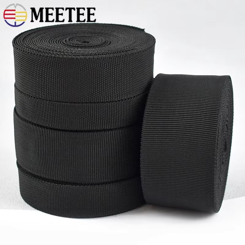 Meetee Röhrenförmiges Gurtband aus doppellagigem Polyester in Schwarz, 20–50 mm Breite, 5/10 Meter Länge für DIY-Taschen, Rucksäcke und Nähzubehör - Bild 2