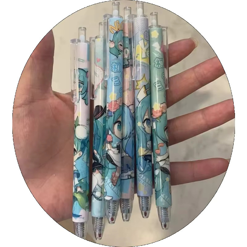 Bandai Hatsune Miku Gelstift mit schwarzer Tinte, 0,5 mm Schreibstift im Cartoon-Design für Schüler - Bild 2