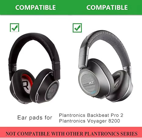 Plantronics Ersatz-Ohrpolster aus Schaumstoff mit Proteinhaut für Backbeat Pro 2 SE und Voyager 8200UC in Schwarz oder Beige - Bild 2