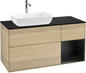 V&B Waschtischunterschrank Finion mit Wandbeleuchtung in Eiche Lackiert, Breite: 120 cm, Tiefe: 50,1 cm, Höhe: 50,1 cm - Bild 1