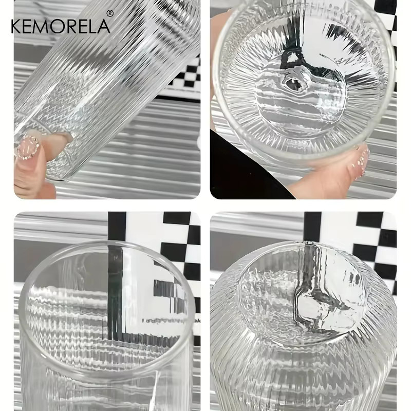 KEMORELA Set aus 4 oder 6 hitzebeständigen Wassergläsern mit vertikalem Rippen-Design, transparentes Glas für Kaffee, Tee, Milch oder Saft - Bild 5