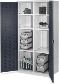 Kappes Schwerlastschrank MMT Mod. 51 aus Stahl mit Lochplatten an den Türen, Farbe: Grau, H x B x T: 195 x 100 x 60 cm - Bild 1