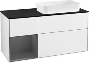 V&B Waschtischunterschrank Finion mit Wandbeleuchtung, Farbe: Weiß lackiert, Breite: 120 cm - Bild 1
