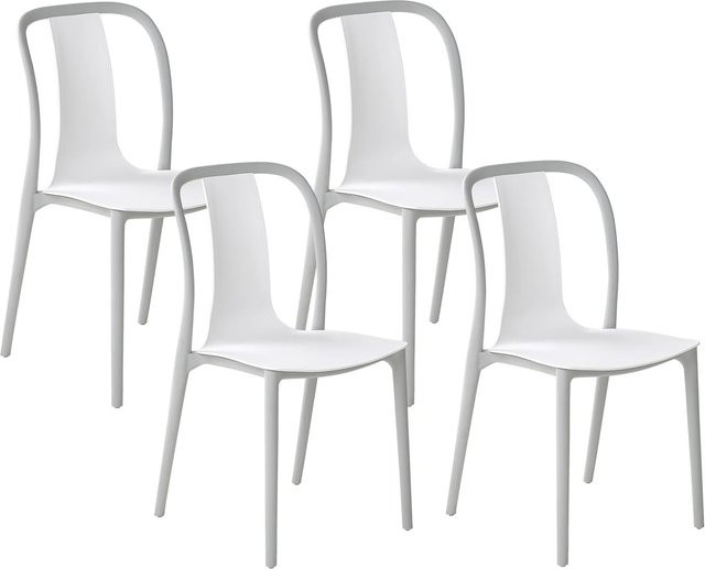 Beliani Esszimmerstuhl modern in Grau und Weiss, stapelbar und wetterfest aus Kunststoff, B/T/H: 49 x 42 x 89 cm - Bild 1