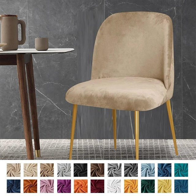BC-Warm Home Samt Stuhlhussen für runde Hocker und Esszimmerstühle, hochelastischer Schonbezug aus Polyester und Elasthan - Bild 1