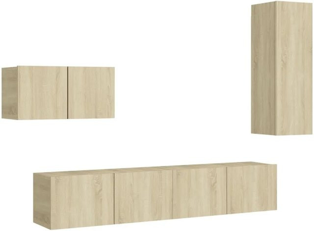 vidaXL 4-teiliges TV-Schrank-Set Sonoma-Eiche aus Holzwerkstoff für dein Wohnzimmer, B/T/H: 60 x 30 x 30 cm, 30,5 x 30 x 90 cm und 2 x 80 x 30 x 30 cm - Bild 1