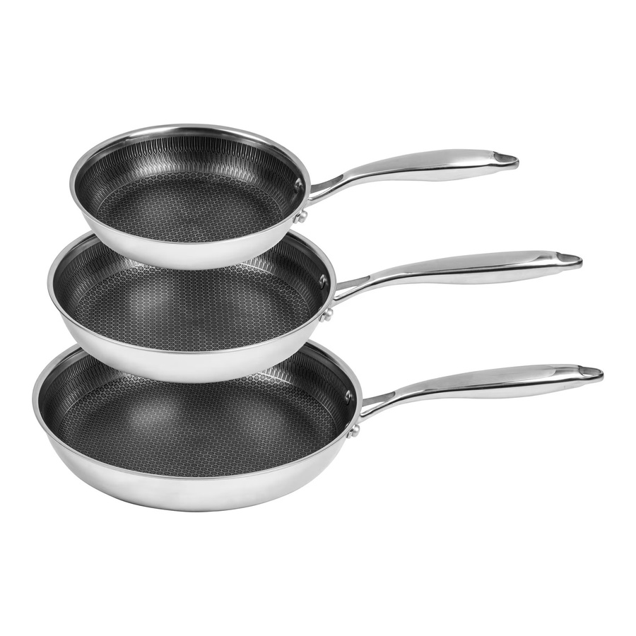 Genialo Edelstahl-Pfannen-Set Premium Polygon, 3-teilig, Silber - Bild 2