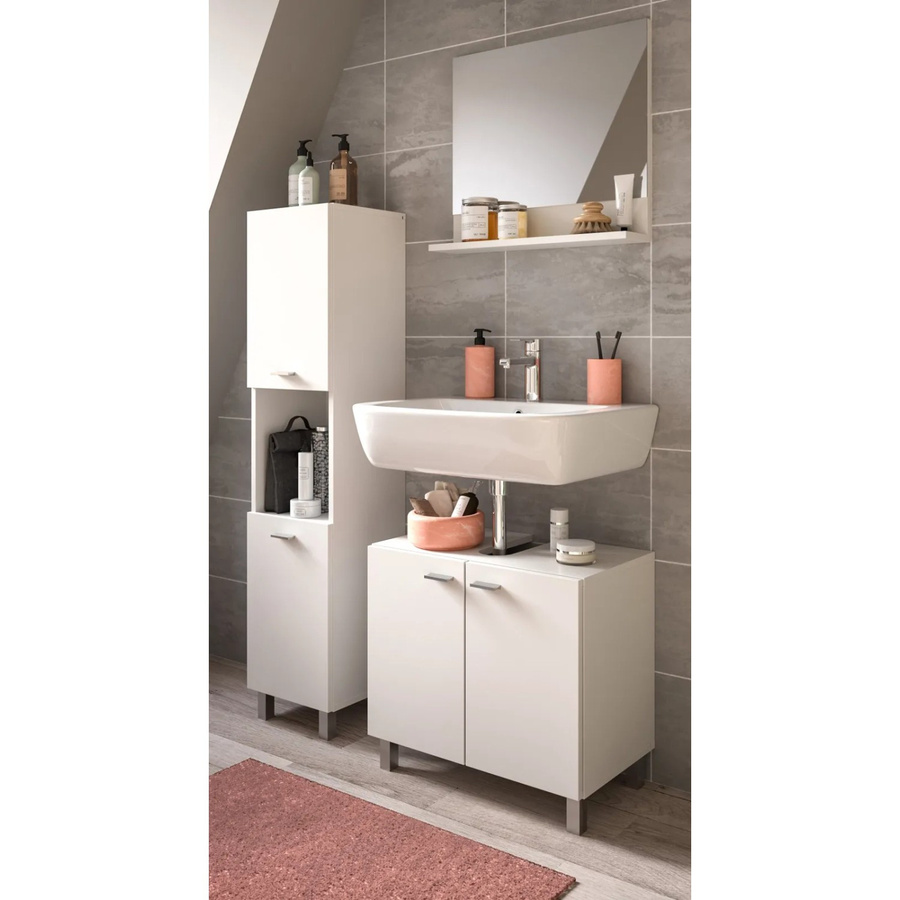 Inn.Furn Badmöbel-Set Lowell 3-teilig Weiß modern mit Waschtischunterschrank, Spiegelschrank und Wandschrank, Hängend oder Stehend - Bild 2