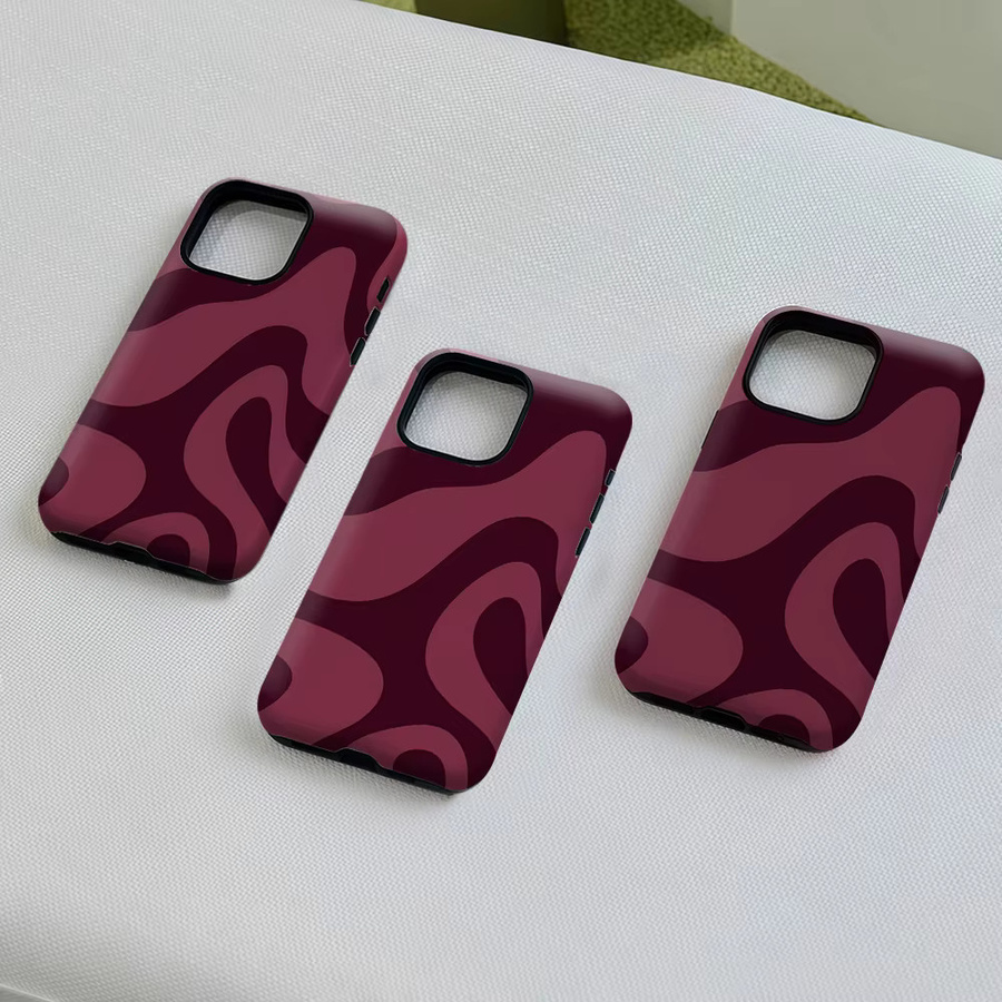 Potdemiel Burgundy Flow magnetische Handyhülle für iPhone 17 16 15 14 13 Pro Max Plus, robuste doppelschichtige Schutzhülle in Rot - Bild 5