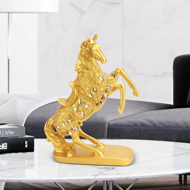OutsideWorld Retro Pferd Statue in Gold als dekoratives Kunsthandwerk für dein Zuhause oder Büro - Bild 2