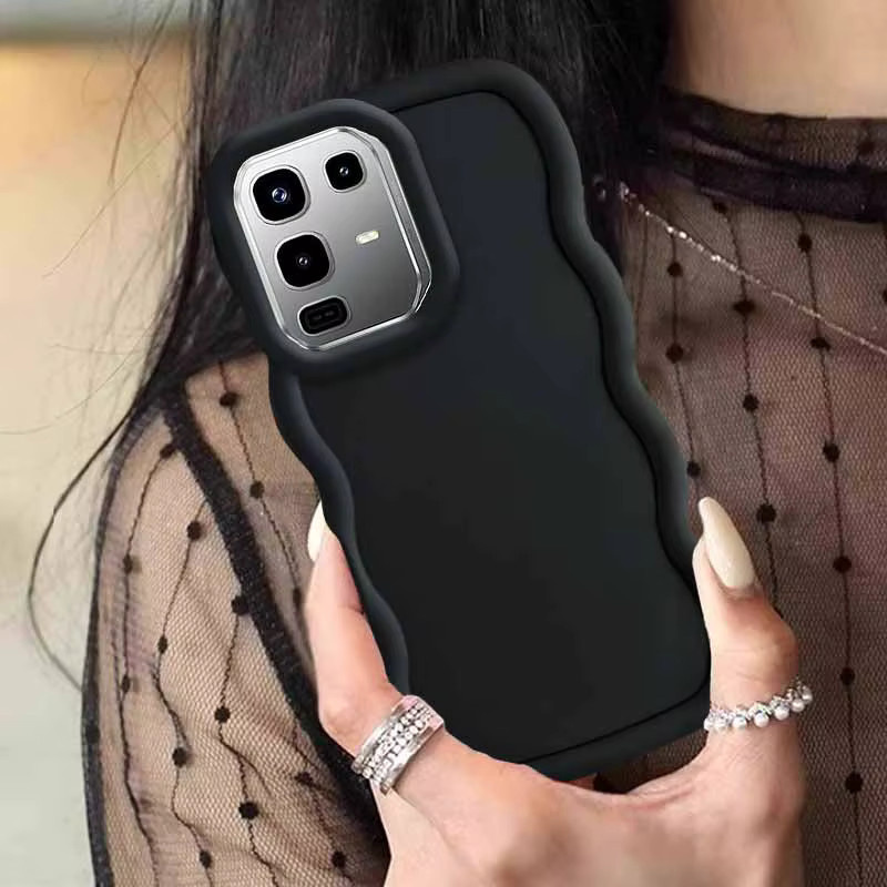 Wellenförmige Silikon-Handyhülle für Infinix Note 50, Note 40 Pro, Note 60, Farbe: Schwarz - Bild 1