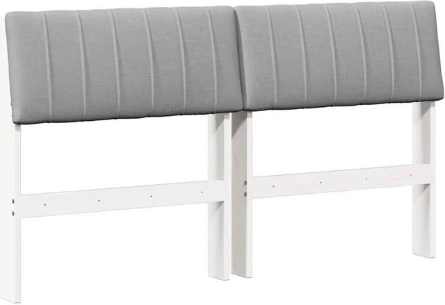 vidaXL Gepolstertes Kopfteil aus Massivholz Kiefer in Hellgrau, Breite: 135 cm - Bild 1