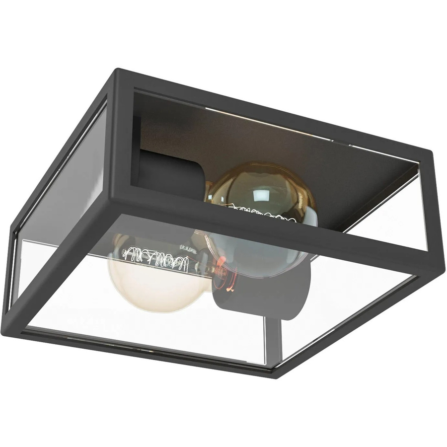Eglo Außenleuchte Alamonte Wandlampe aus verzinktem Stahl und Glas in Schwarz mit E27 Fassung, Höhe: 29,0 cm, Breite: 12,0 cm, Tiefe: 1,0 cm - Bild 2