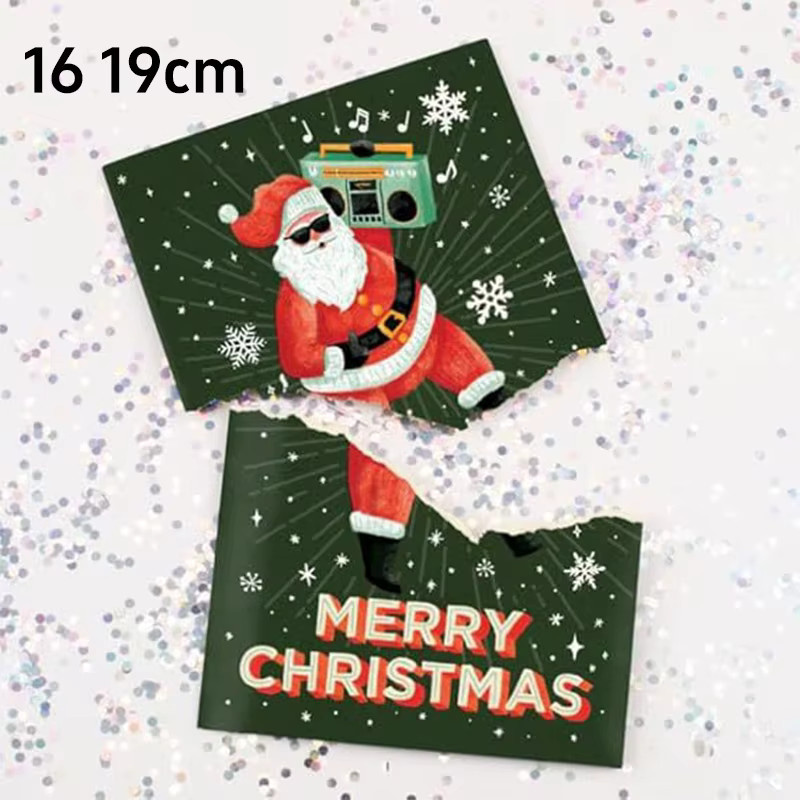 Musik-Weihnachtsgrußkarte mit Weihnachtsmann und Geschenkdesign in Multicolor inklusive Umschlag - Bild 4