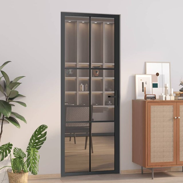vidaXL Moderne Innentür aus Aluminium und ESG-Glas in Schwarz, B: 76 cm, H: 201,5 cm - Bild 3