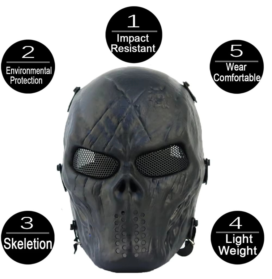 Vollgesichts-Schutzmaske mit getöntem Visier in Schwarz für Hobby- und Spielaktivitäten - Bild 3